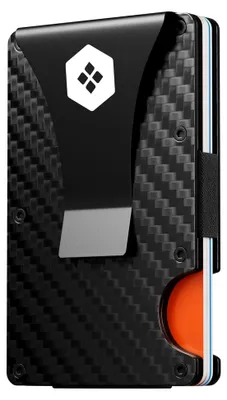 Produktbild von Minimalistische, schlanke Brieftasche für Herren – Kohlefaser-Brieftaschen für Männer RFID-blockierend – Kreditkartenetui mit Aluminium-Geldklammer
