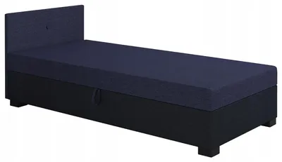 Produktbild von TAPCZANY24 - Boxspringbett Lola 110x200x42 cm Bett mit Taschenfederkern Matratze, Polsterbett mit Bettkasten, Gepolstertes Einzel Bett, Schlafsofa - Denim mit Marineblau
