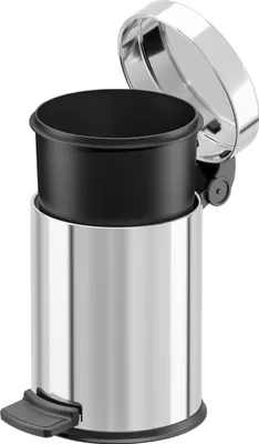 Produktbild von Hailo Tret-Kosmetikeimer Solid S 4l Ø18cm Edelstahl, 4 l, Rund, Stahl, Edelstahl, Terrasse, 1 Stück(e)