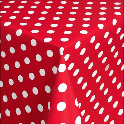 TEXMAXX Wachstuch Tischdecke Wachstischdecke Wachstuchtischdecke abwaschbar ( 150-01 ) - 220 x 140 cm - PVC Tischdecke abwischbar, Punkte Muster in Rot