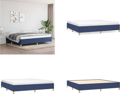 Obrázek produktu pro vidaXL Rám postele modrý 200x200 cm látka - Rám postele - Rámy postelí - Postel - Postel