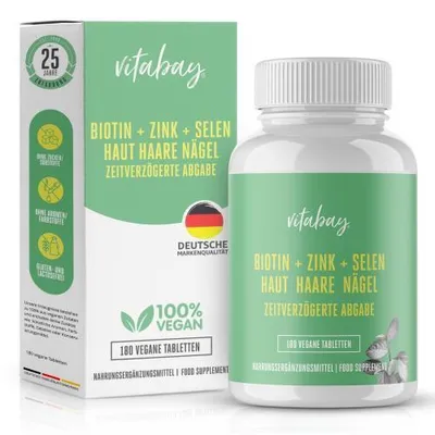 Immagine prodotto di Biotina+Zinco+Selenio Pelle+Capelli+Unghie Compresse vegane 180 Capsule