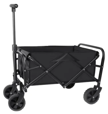 Image de Chariot de transport pliable - Camping-car pliable - Roues adaptées aux terrains accidentés - Poignée réglable - Capacité de charge : 75 kg - Idéal pour le camping, la plage, le jardin et les courses - Noir