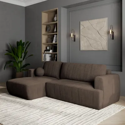 Produktbild von Masseno Ecksofa SENTI P L-S mit Schlaffunktion L-Form, Sofa mit Bettkasten, Wohnzimmersofa, Couch, Soffa, Bettsofa, Couchgarnitur- Braun, POSO 06