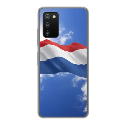 Produktbild von MuchoWow® Handyhülle Schutzhülle Hülle für Samsung Galaxy A03s Die Flagge der Niederlande weht am Himmel Silikon Softcase Handy Hülle - Schutz