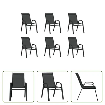 Immagine prodotto di The Living Store Sedie da giardino impilabili 6 pezzi in textilene nero