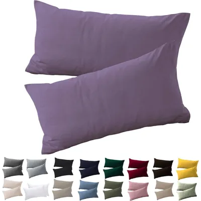 Produktbild von Kissenbezug 40x80 cm 2er Set Violett Mikrofaser bügelfrei Reißverschluss