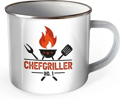 Produktbild von Trötsch Emaille Becher Grillen Tasse Chefgriller NO. 1 Grillmeister