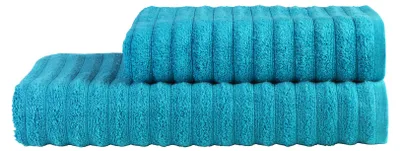 Produktbild von 2 tlg Saunatuch Set - Azur Blau - Saunatuch 80x200 + Handtuch 50x100 - 500g/m² - 100% Baumwolle