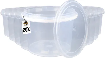 Produktbild von Kunststoffeimer mit Deckel 1,5L | PP | rund | Transparent 20 Stück