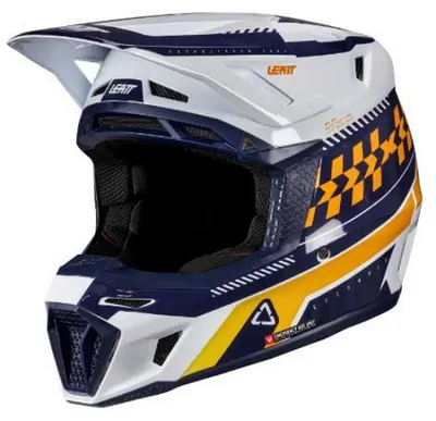 Zdjęcie produktu dla Kask motocrossowy Leatt 8.5 V26 z goglami, biały/niebieski/pomarańczowy, M (57/58)