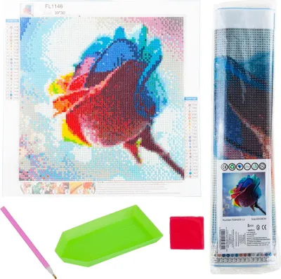 Productafbeelding van Diamantmozaïek, regenboogroos, 5D