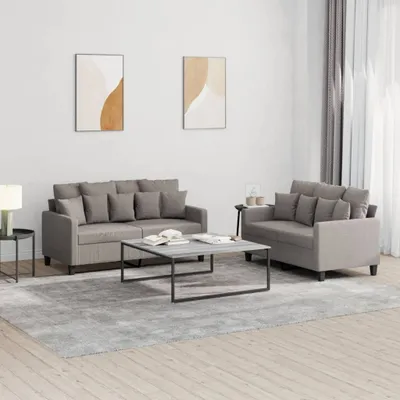 Immagine prodotto di Maison Exclusive - Set divano a 2 posti con cuscini in tessuto color taupe
