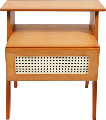 Immagine prodotto di Comodino - Comò - Con cassetto - Stile marocchino moderno - Utilizzabile anche come tavolino da divano - Naturale