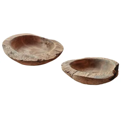 Produktbild von Dekoschale 2er Set Teakschale Aufbewahrung rund 15 cm Wurzelholz Massiv