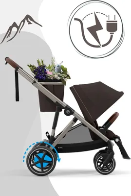 Produktbild von CYBEX e-Gazelle S, Betthimmel, Traditioneller Kinderwagen, Unisex, Faltbar, Braun, Schokolade