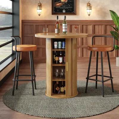 Zdjęcie produktu dla Nowoczesny bar z funkcją szafki, wykonany z płyty MDF, charakteryzujący się wysoką nośnością, idealny do baru i salonu, oszczędzający miejsce, wysokość: 91,6 cm, maksymalne obciążenie: 75 kg