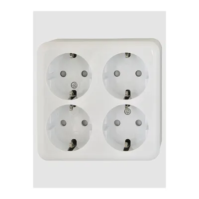 Obrázok produktu pre Povrchová zásuvka s uzemňovacím kontaktom 4-cestná AC 250 V / 16 A VDE CE