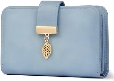 Produktbild von PolkaHome® Geldbörse für Damen aus echtem Leder mit RFID-Schutz, 18 Kartenfächer, Hellblau
