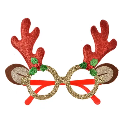 Produktbild von Clayre & Eef Weihnachtsbrille 19x3x15 cm Rot Goldfarbig Kunststoff
