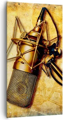 Produktbild von Bild auf Leinwand - Leinwandbild - Mikrofon Musik Lied - 65x120cm - Wand Bild - Wanddeko - Leinwanddruck - Bilder - Kunstdruck - Wanddekoration - Leinwand bilder - Wandkunst - PA65x120-0525
