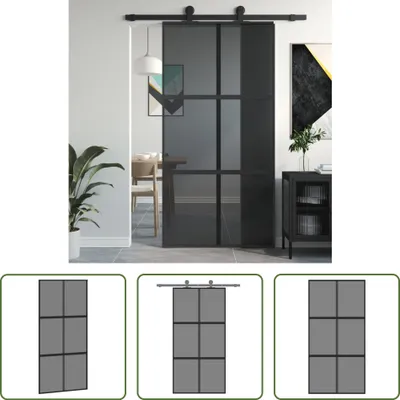Obrázok produktu pre The Living Store Posuvné dvere čierne 102,5x205 cm z tvrdeného skla a hliníka