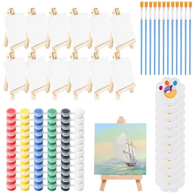 Mini-Staffelei-Set mit Leinwand, 60-teilig, für Anfänger