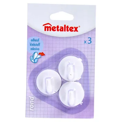 Image de Crochets adhésifs Metaltex 3 pièces blanc