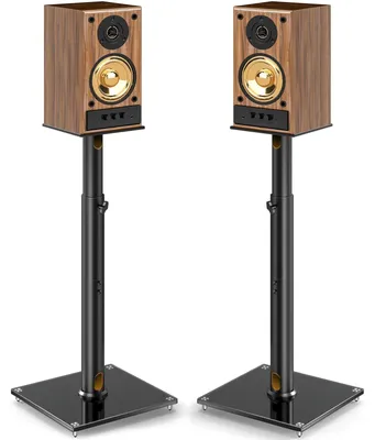 Productafbeelding van Set van 2 Universele Luidsprekerstandaards voor Surround Sound - Hoogte Verstelbaar en Zwart
