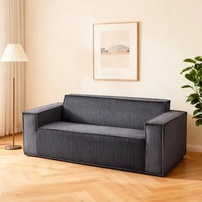 Produktbild von 2 Sitzer Cord Sofa mit Tiefsitz, modernes Wohnzimmer Sofa ohne Montage für Apartment und Home Office