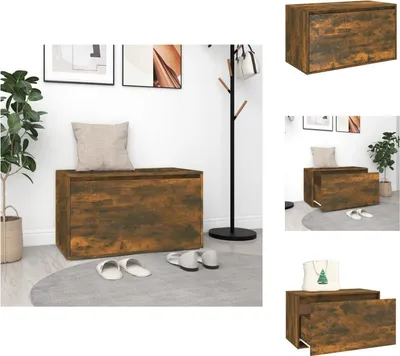 Image de vidaXL Banc de couloir 80x40x45 cm Chêne fumé Matériau dérivé du bois - Bancs de coffre et de couloir