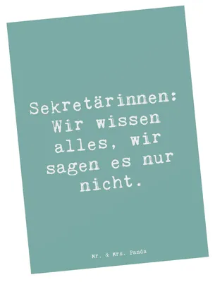 Produktbild von Mr. & Mrs. Panda Postkarte Spruch Sekretärin Geheimnisträgerin - Meeresbrise - Geschenk, Diskretion, Geschenke mit Herz, Ansprechpartner, Sekretärinnen wertschätzen