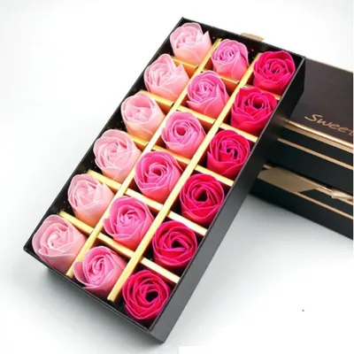 Image de Savon parfumé à la rose en boîte cadeau, 18 pièces pour les mariages