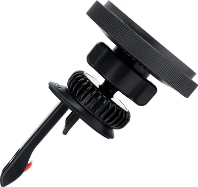 A black car vent mount for a phone.