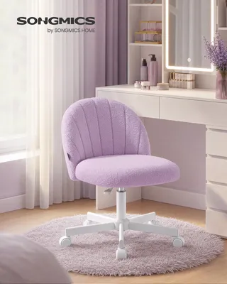 Produktbild von SONGMICS Schminkstuhl, Bürostuhl, Teddy-Fleece-Oberfläche, höhenverstellbar, kompaktes Design, lila