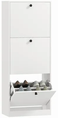 Produktbild von Schuhschrank, 3 Schubladen, für bis zu 12 Paar Schuhe, Spanplatte, Weiß