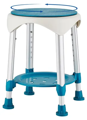 Produktbild von Duschhocker 360° drehbar - Duschstuhl mit Armlehnen - Höhenverstellbar - Antirutschfußhocker