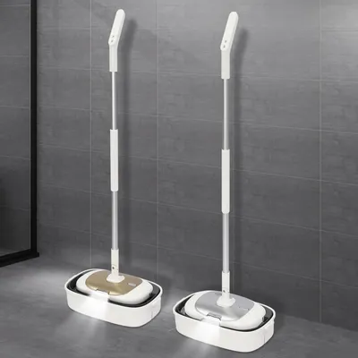 Obrázek produktu pro Akumulátorový elektrický rotační mop s kbelíkem, 150 otáček za minutu, nádržka na vodu 400 ml, bílý