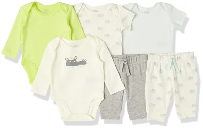 Immagine prodotto di A. Set di abbigliamento per neonati unisex, confezione da 6 pezzi, in cotone, beige/blu/verde