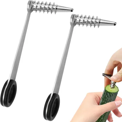 Imagen del producto de Espiral de acero inoxidable, 2 unidades, para cortar verduras como calabacín y patatas, utensilio de cocina