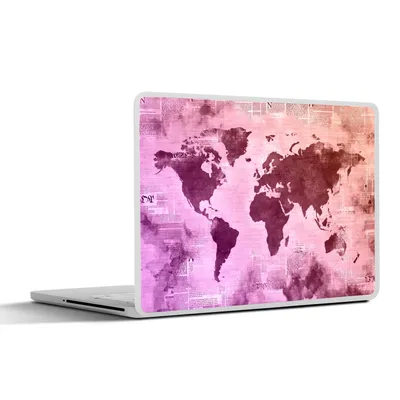 Produktbild von MuchoWow® Laptop Aufkleber Sticker Cover Weltkarte - Lila - Zeitung 36.5x27.5 cm - Laptop-Sticker