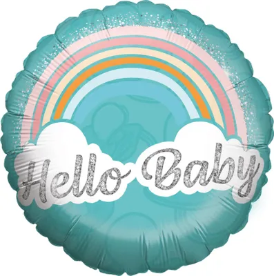 Produktbild von Folienballon Gender Reveal Hello Baby Rund 45cm Luftballon Geburt Party Ballon