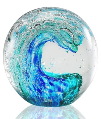Image de Solidchoice - Support-lettre en verre soufflé à la main, design "vague océanique"