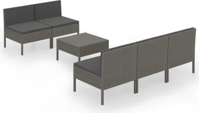 Produktbild von vidaXL 6-tlg. Garten-Lounge-Set mit Auflagen Poly Rattan Grau