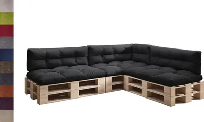 Produktbild von sunnypillow Palettenkissen für Palettenmöbel - 7er Set - Palettenauflage 120 x 80 für Palettensofa - Palettenpolster für Garten, Gesteppte Kissen für Europaletten - Sitzkissen & Rückenkissen Schwarz