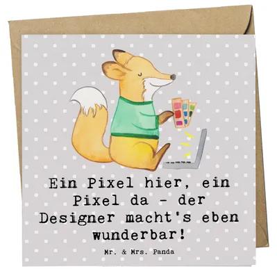 Produktbild von Mr. & Mrs. Panda Klappkarte Designer Pixel Kunst - Grau Pastell - Geschenk, anlasskarte, Geschenke für Berufstätige, Mode, Beruf, faltkarte, Grußkarte, Glückwunschkarte