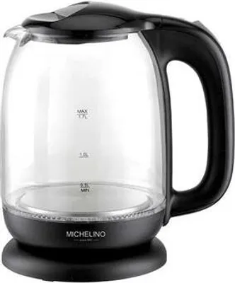 Produktbild von LED Glas Wasserkocher 1,7 Liter mit LED-Beleuchtung, Wasserkocher Glas Michelino Schwarz