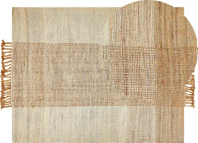 Obrázok produktu pre BELIANI Koberec béžový jutový 160 x 230 cm obdĺžnikový ručne tkaný so strapcami boho dizajn spálňa obývacia izba