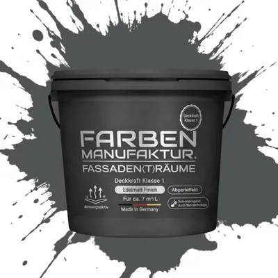 Produktbild von Fassadenfarbe Sockelfarbe Hausfarbe, Profi Silikonharzfarbe abperleffekt – RAL 7043 Verkehrsgrau B – 10 L
