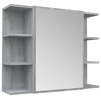 Zdjęcie produktu dla vidaXL Szafka łazienkowa z lustrem Szara Sonoma 80x20,5x64 cm Materiał drewnopochodny